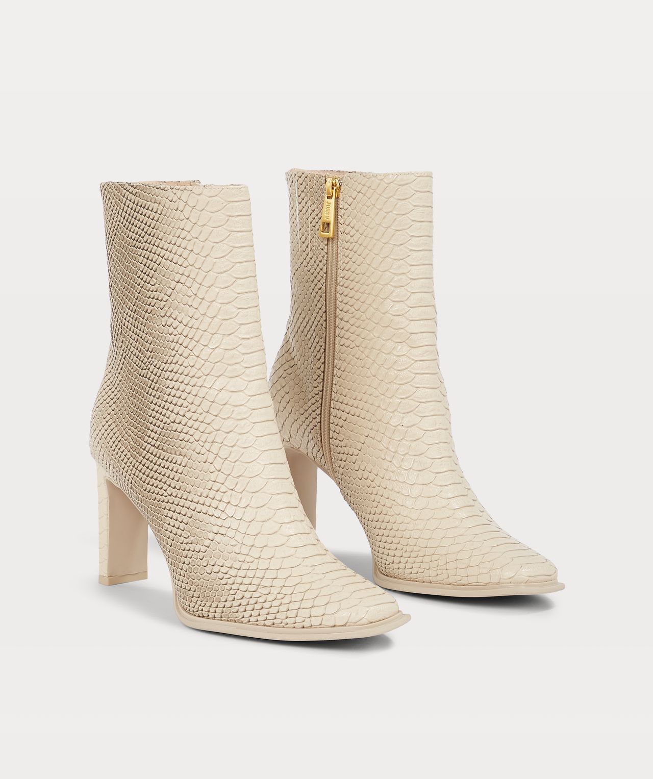 LORNA ankle boots with snake print ash beige