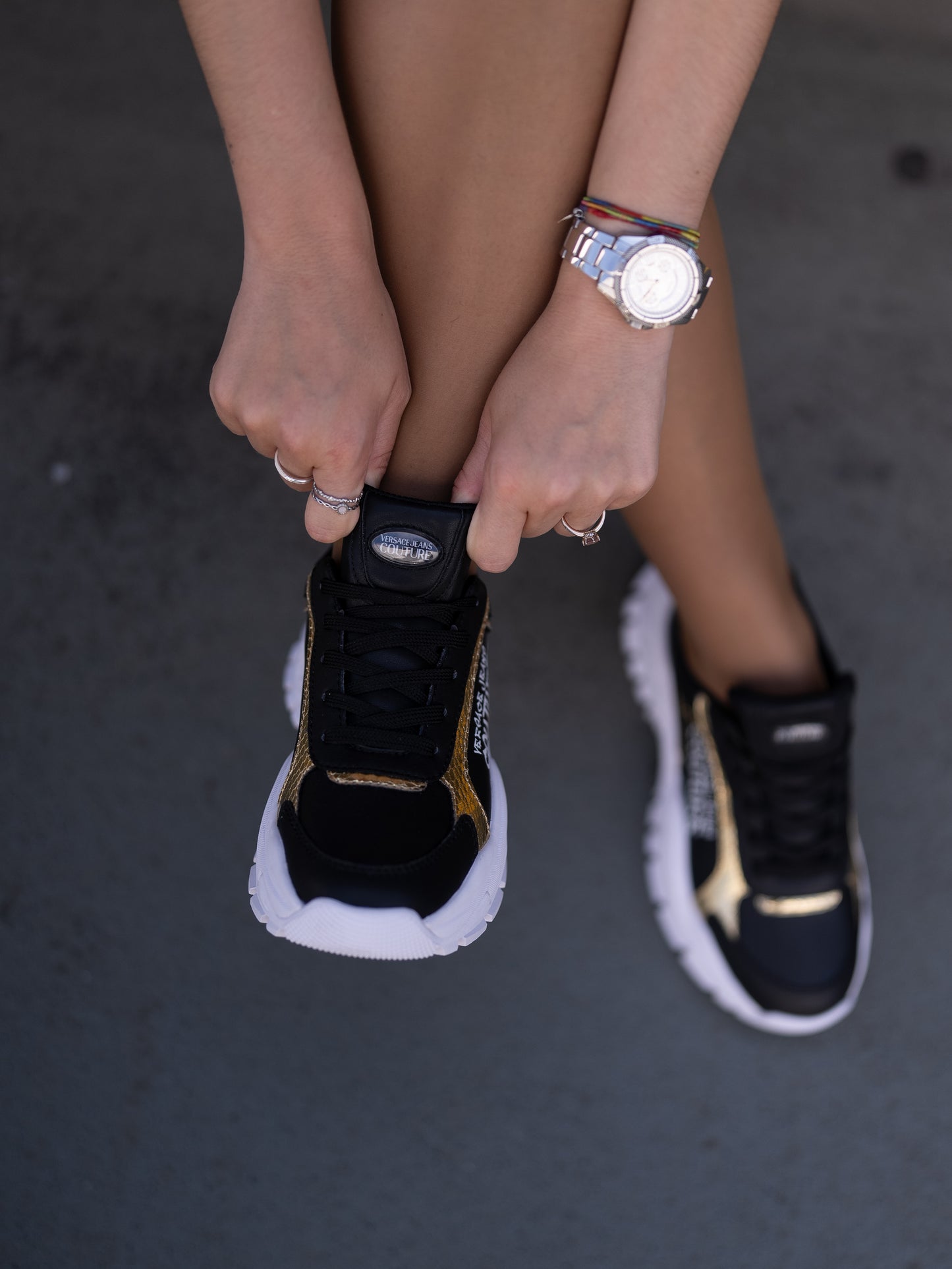 Black and gold sneaker