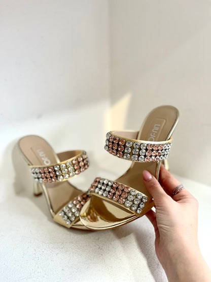 Jewel sandals with heel