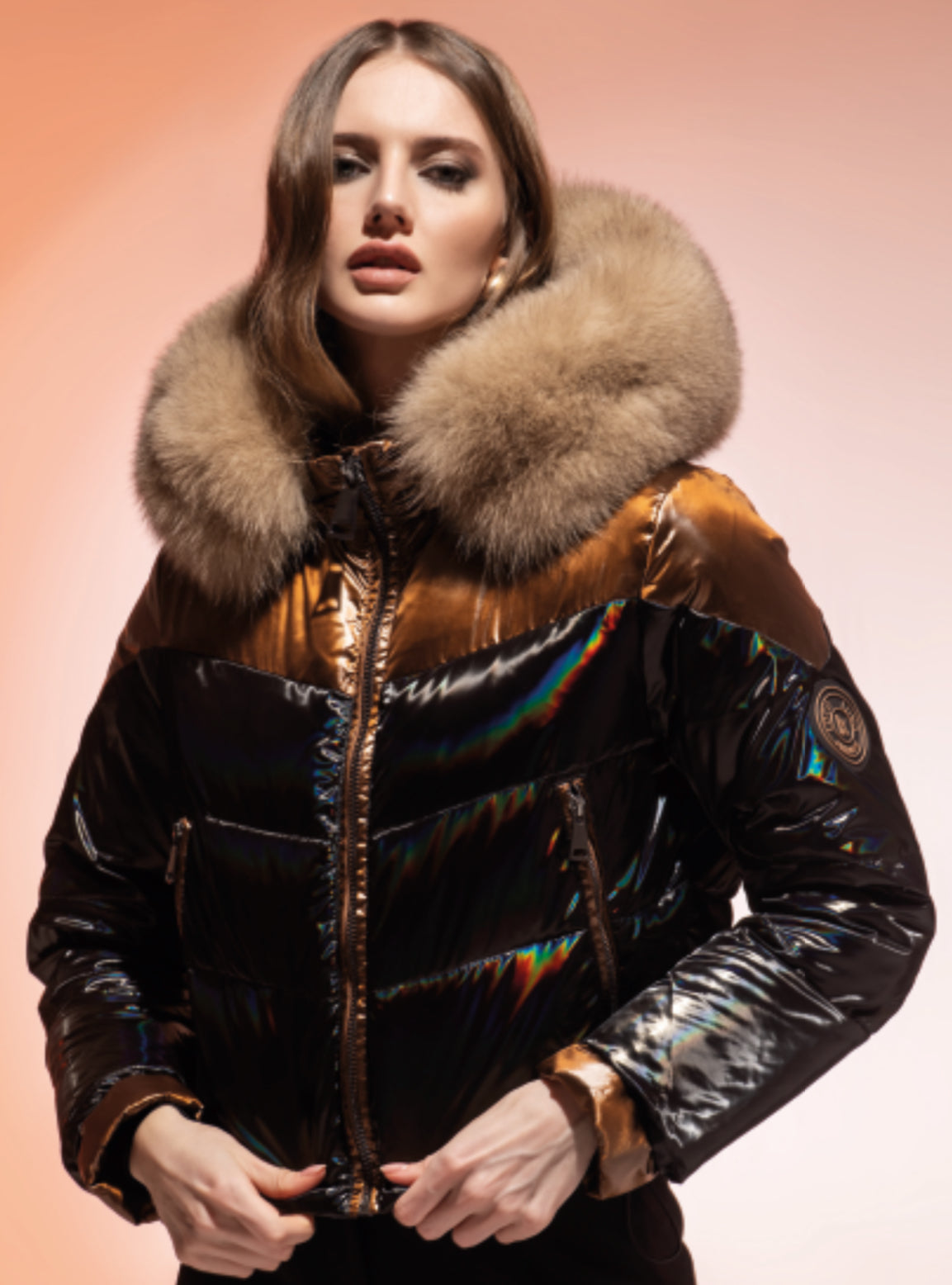 Shinny short padded jacket