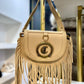 Nude fringes purse