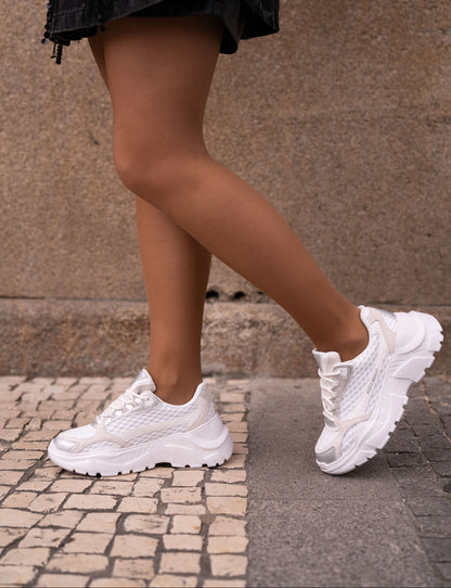 White and silver sneaker