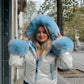 White and blue padded jacket