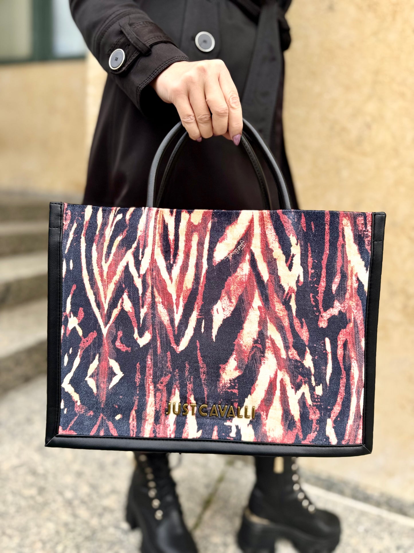 Zebra print shopping bag