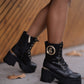 Combat boot with gold details