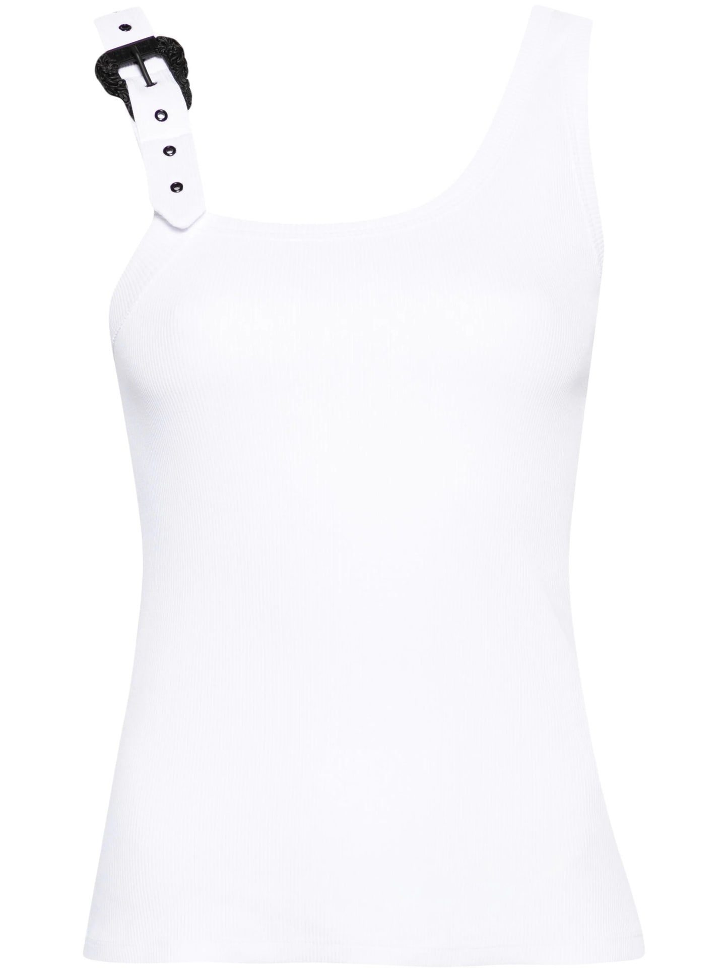 Buckle-detailed ribbed tank top