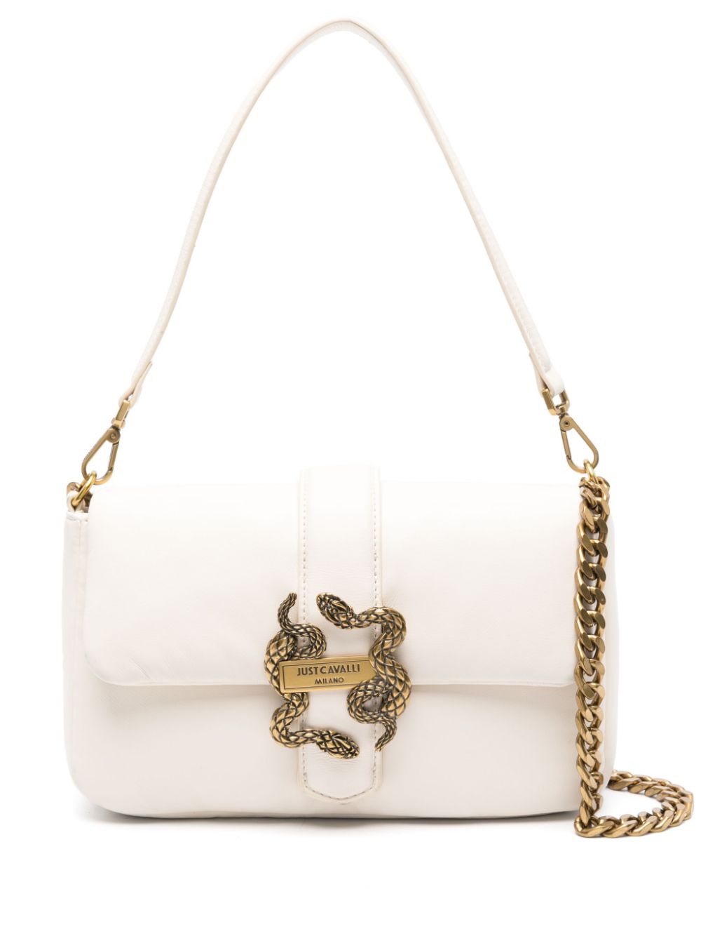 Snake-appliqué crossbody bag