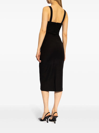 Buckled-trim midi dress