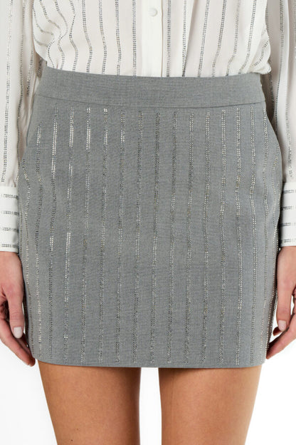 Pinstripe mini skirt with diamonds