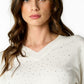 V-neck sweater with diamond cascade