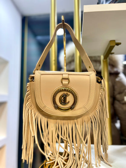 Nude fringes purse