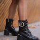 Combat boot with gold details