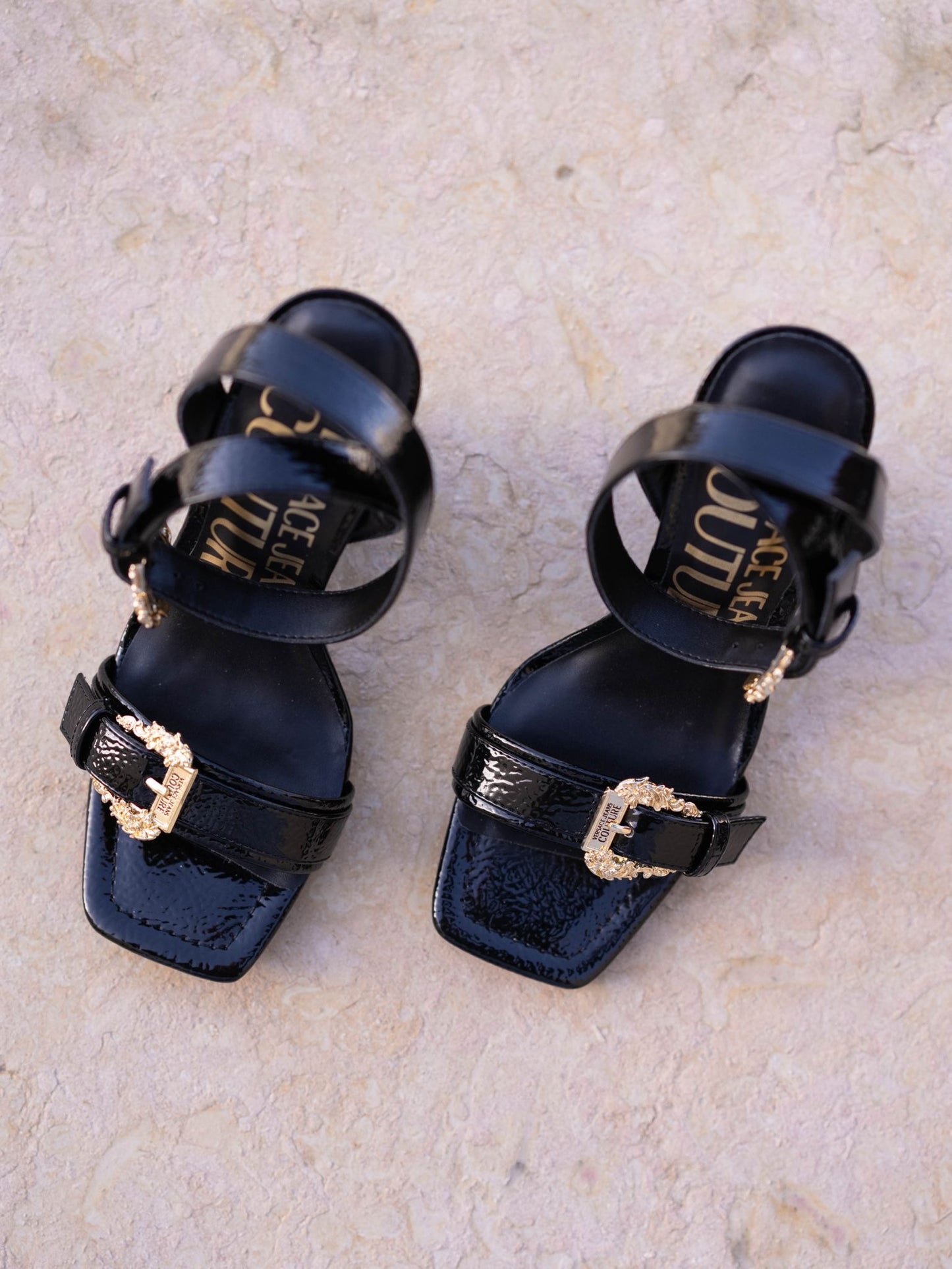 Black and gold sandal