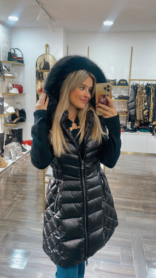 Faux fur hood vest