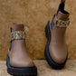 Brown ankle boots with maxi-logo