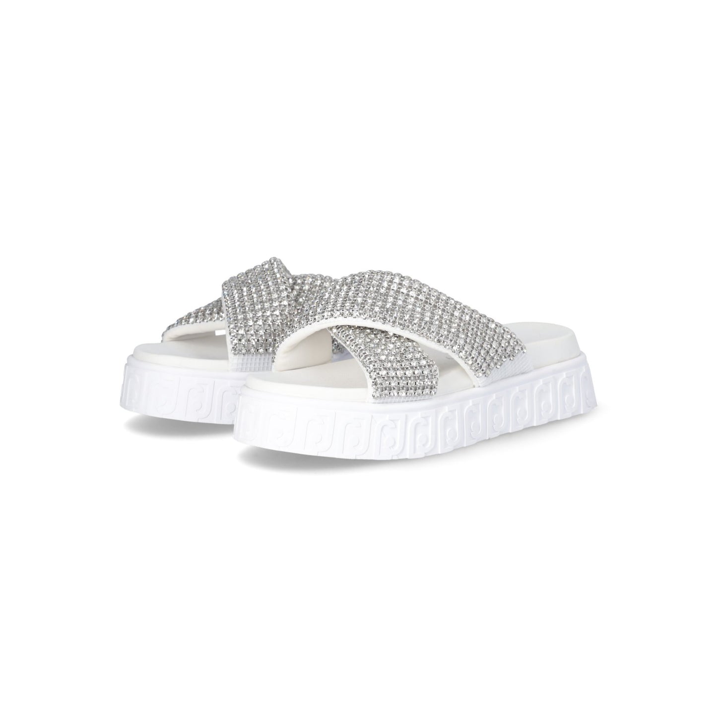 Sandal net with strass white