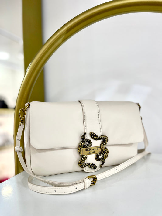 White shoulder bag snake