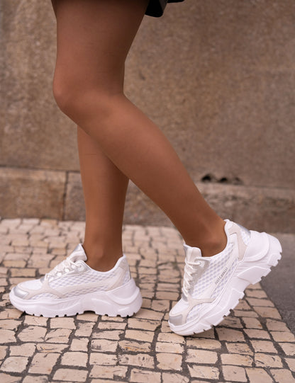 White and silver sneaker