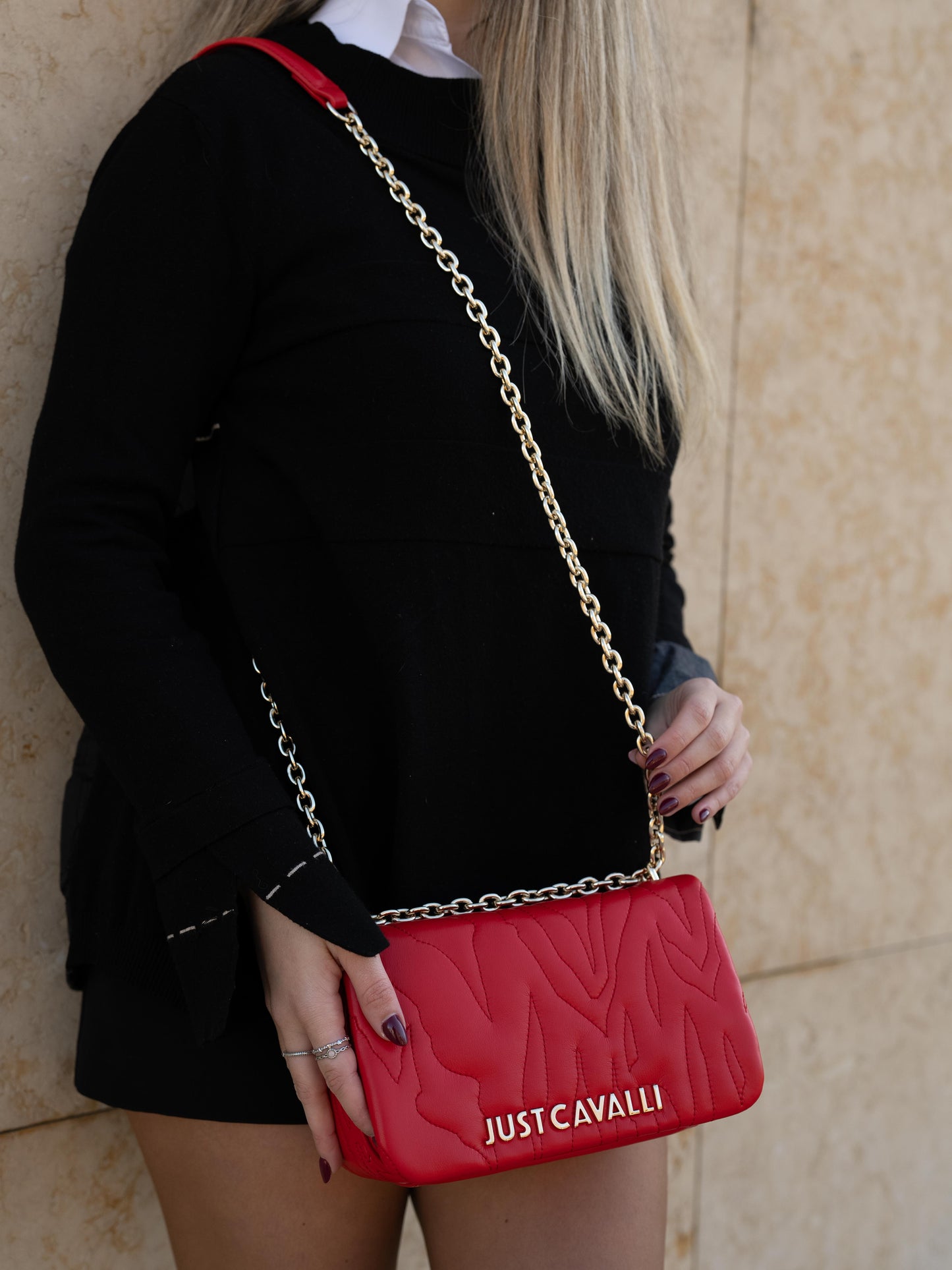 Red zebra shoulder bag