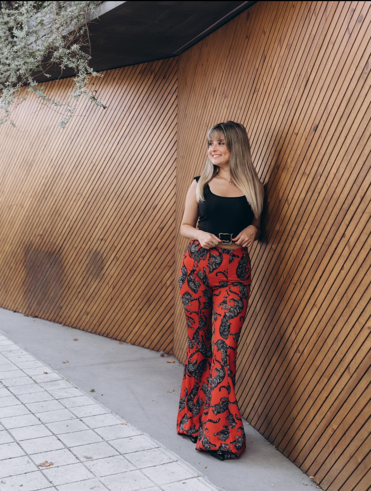 Slim flared trousers leopard print