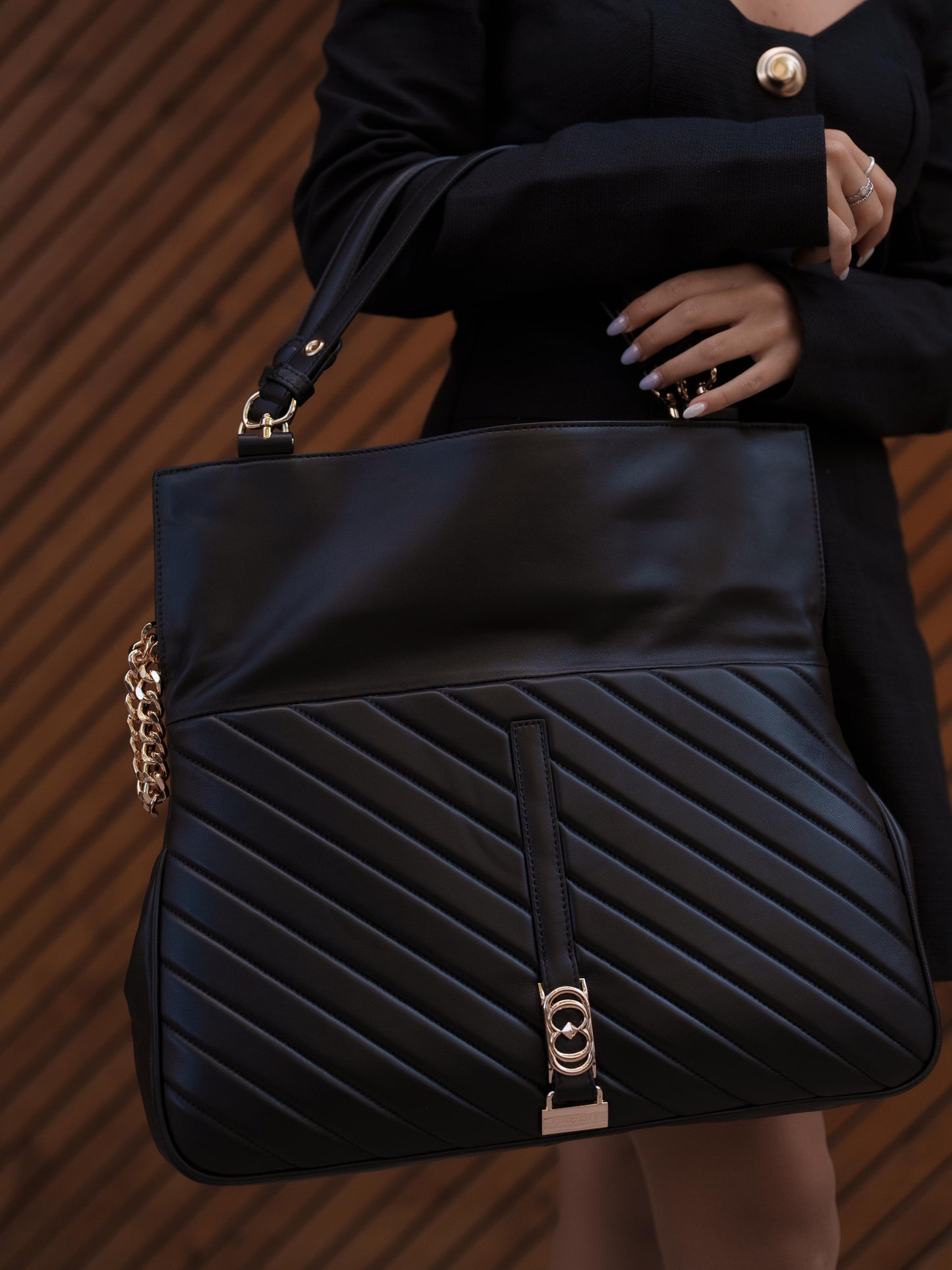 Folded black purse