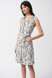 Abstract Belted A-line Dress