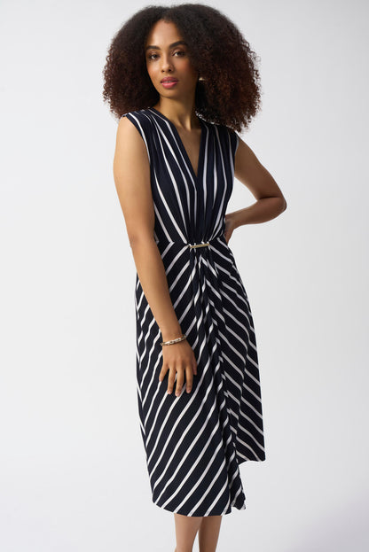 Sleeveless Striped V-neck Dress