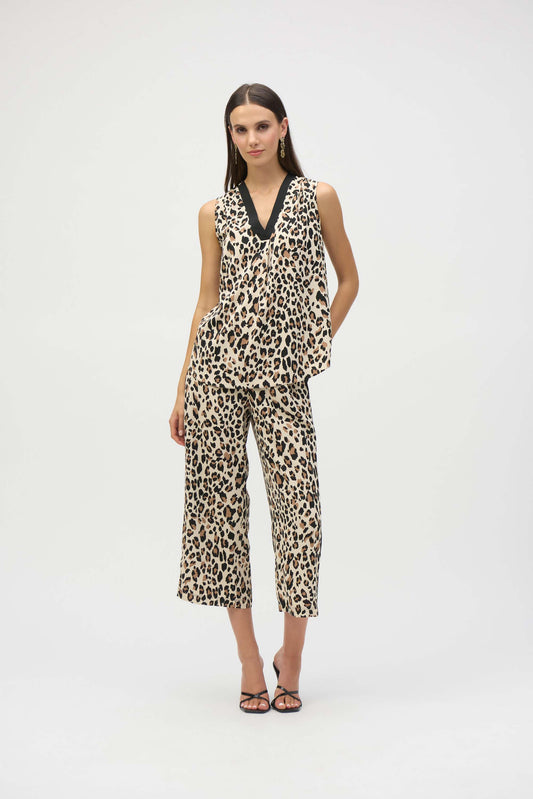 Leopard V-neck Sleeveless Pullover