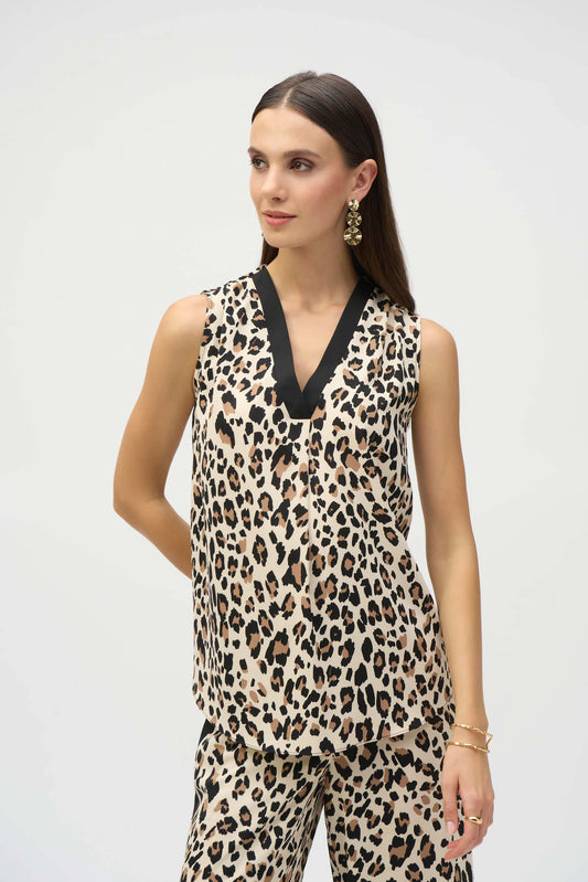 Leopard V-neck Sleeveless Pullover