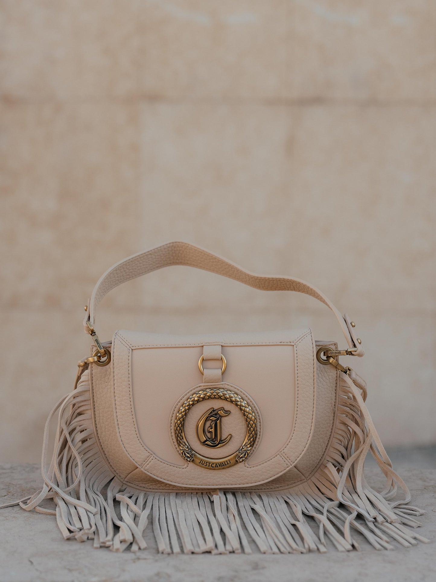 Nude fringes purse