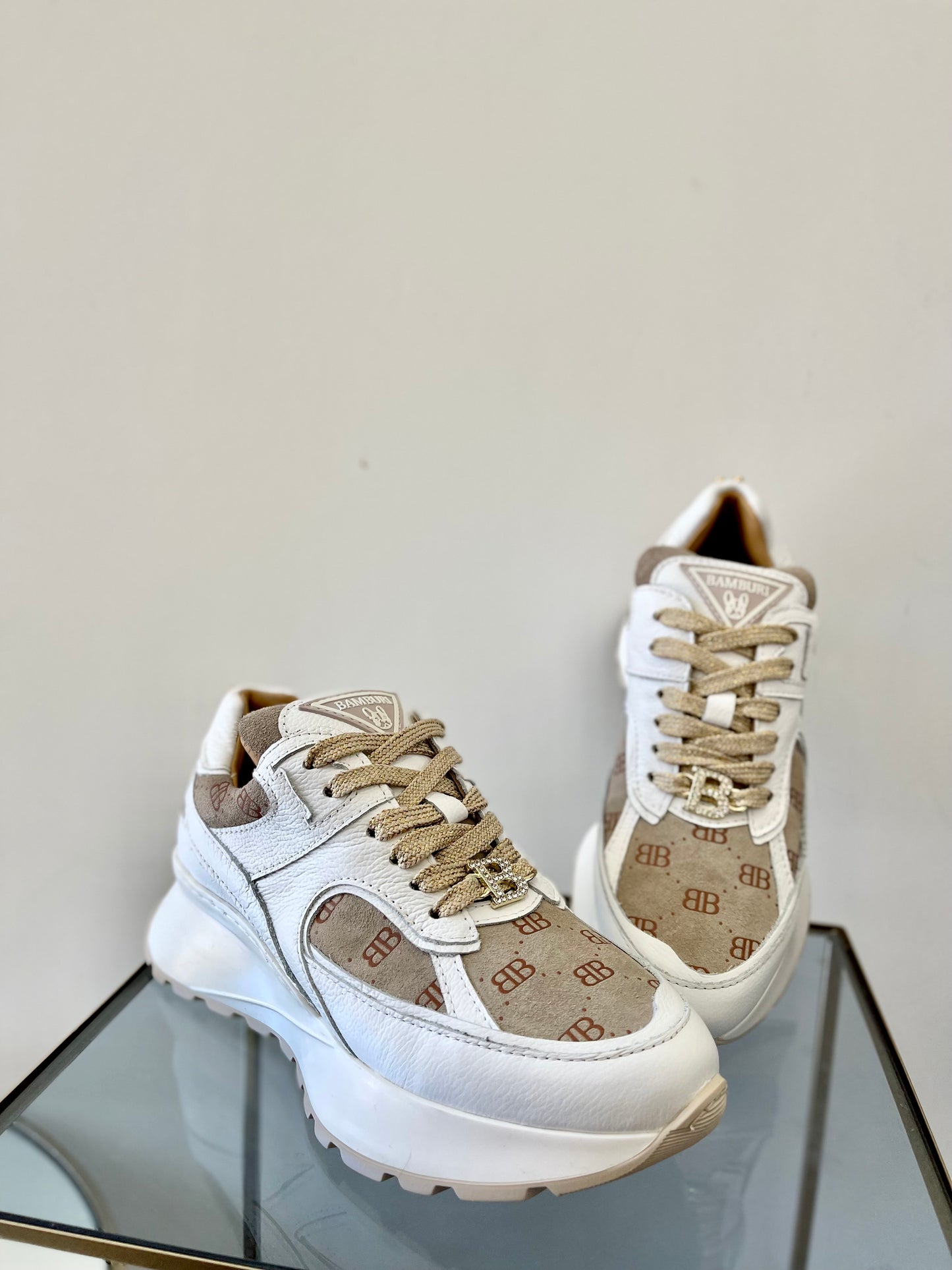 White and beige sneaker