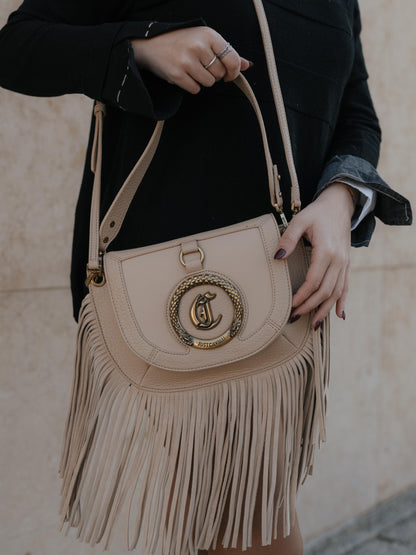 Nude fringes purse