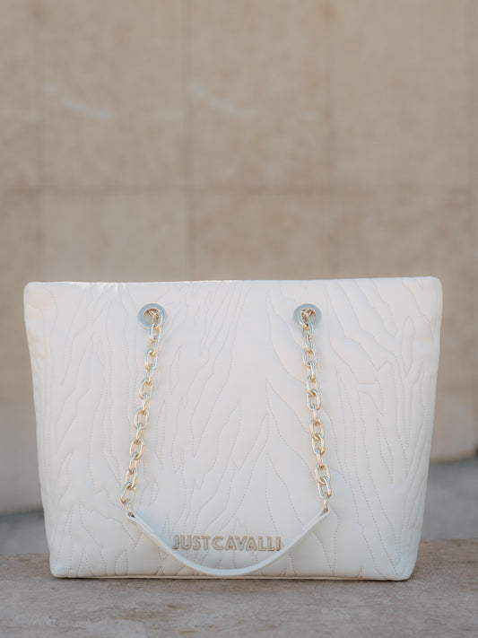 White quilted zebra bag