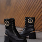 Combat boot with gold details