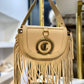 Nude fringes purse