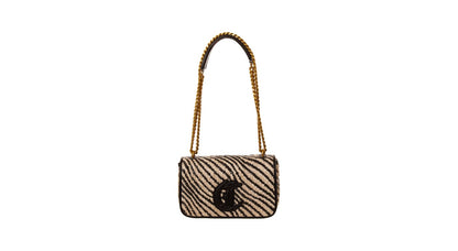 Shoulder zebre straw bag