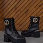 Combat boot with gold details