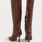 BOBO high boots with croco texture - mocha brown