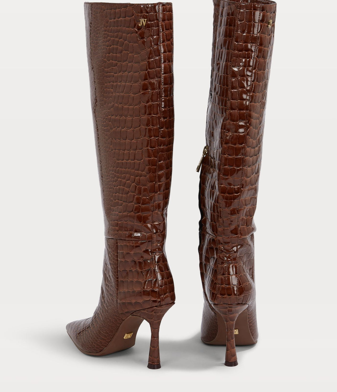 BOBO high boots with croco texture - mocha brown