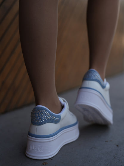 Leather sneakers with rhinestones