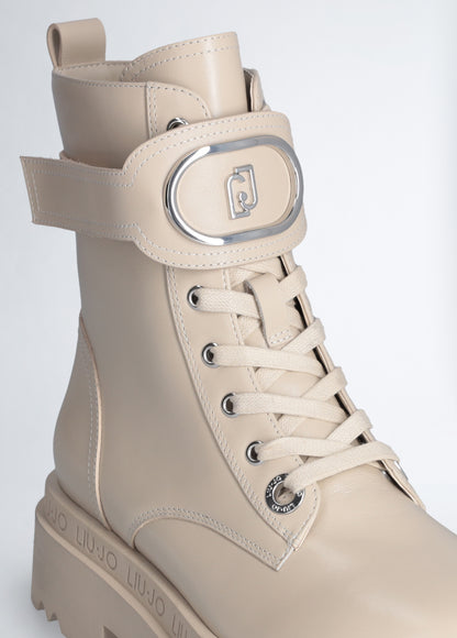 Leather platform combat boots