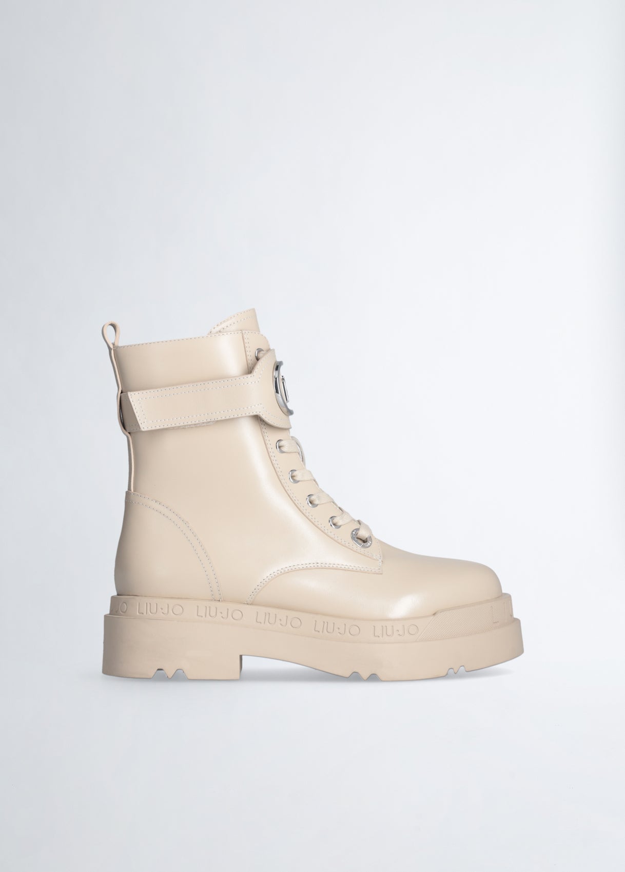 Leather platform combat boots