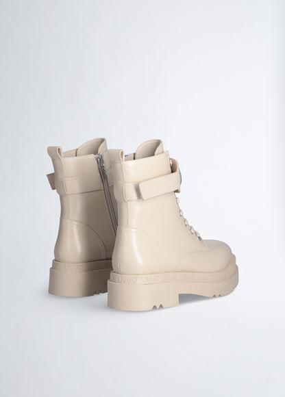 Leather platform combat boots