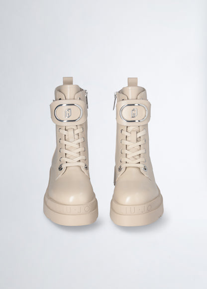 Leather platform combat boots