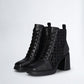 Black ankle boots with micro-sequins