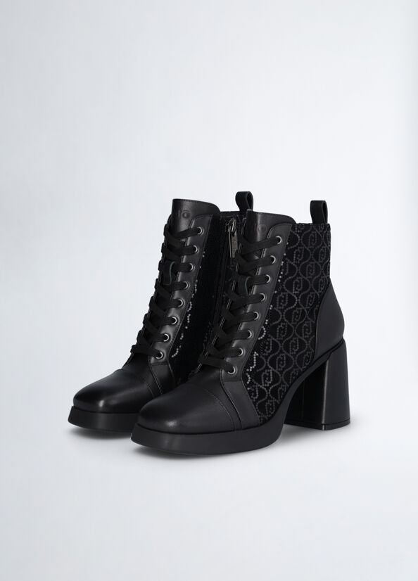 Black ankle boots with micro-sequins