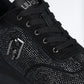 Black sneakers with all-over rhinestones