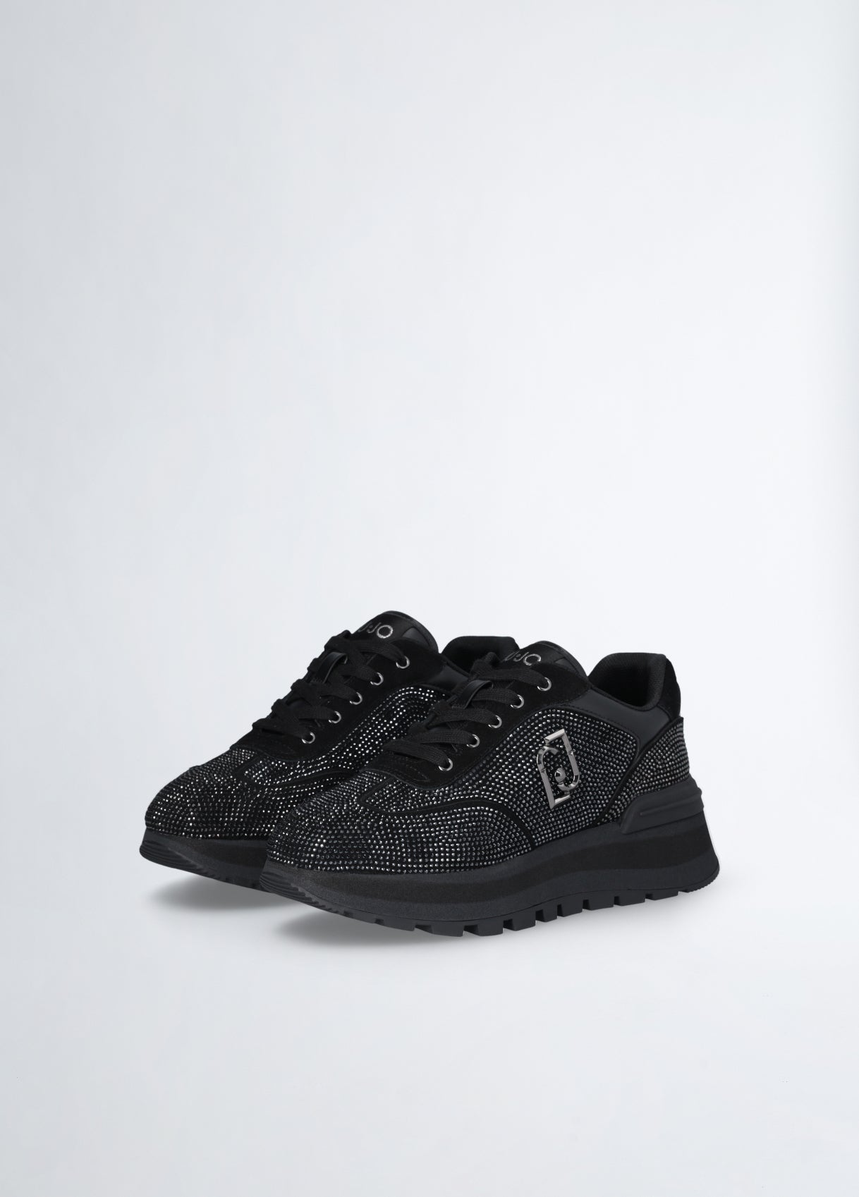 Black sneakers with all-over rhinestones