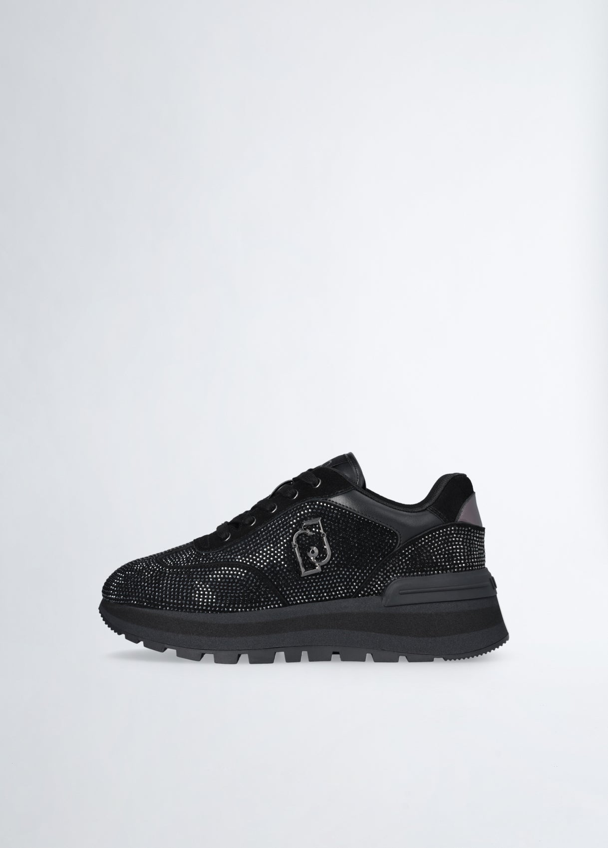 Black sneakers with all-over rhinestones