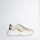 Leather and lurex sneakers